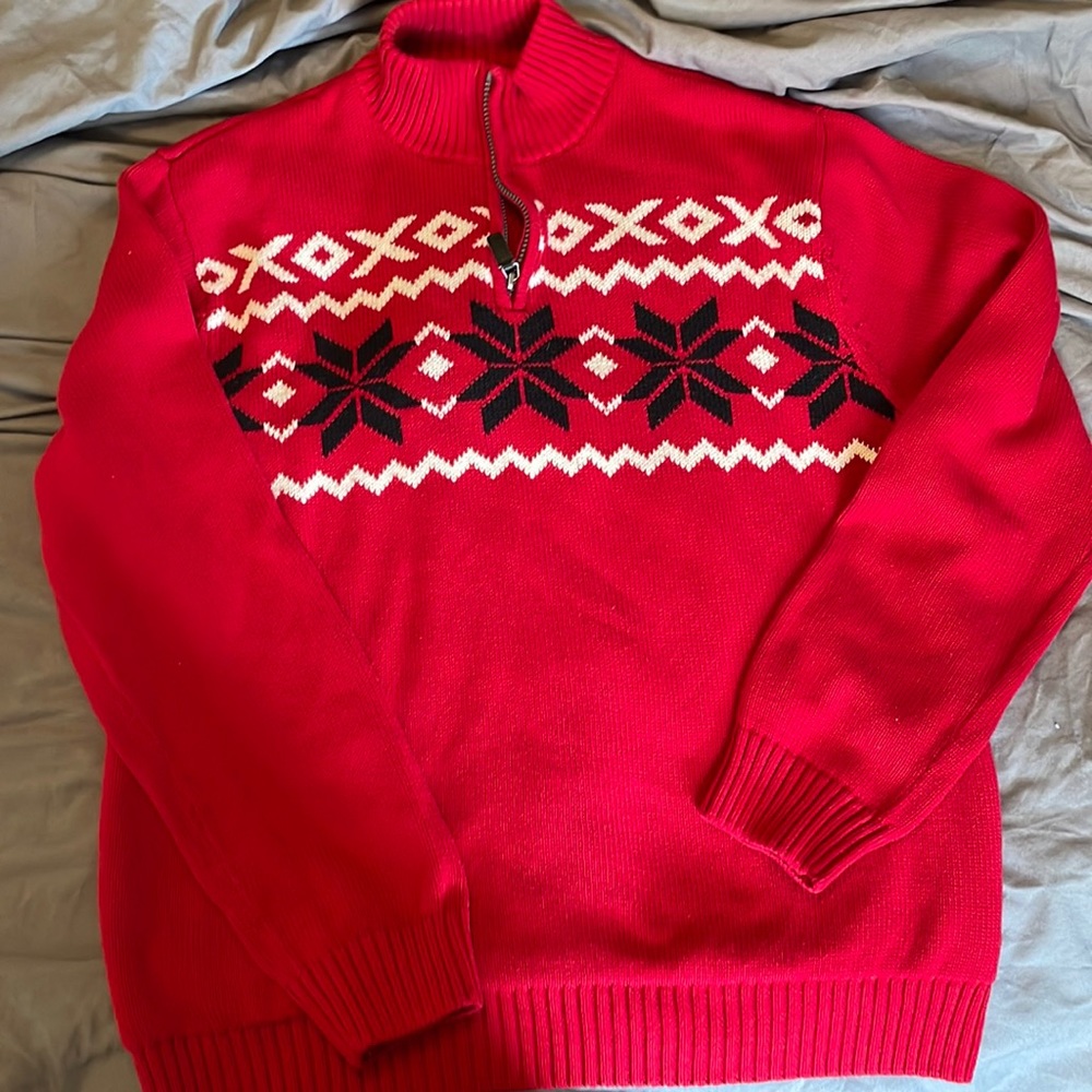 Red Chaps holiday zip up sweater